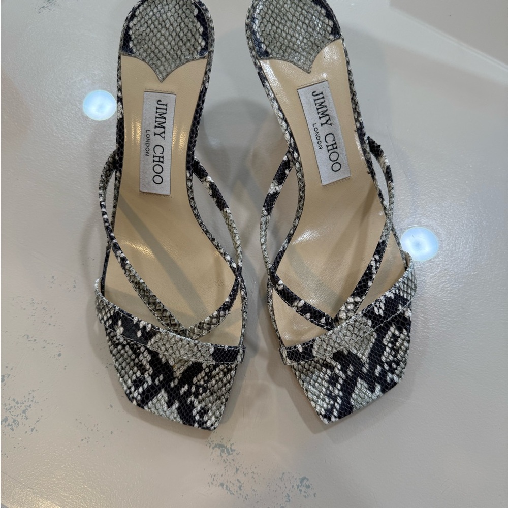 Jimmy Choo Black and White Snakeskin Heels